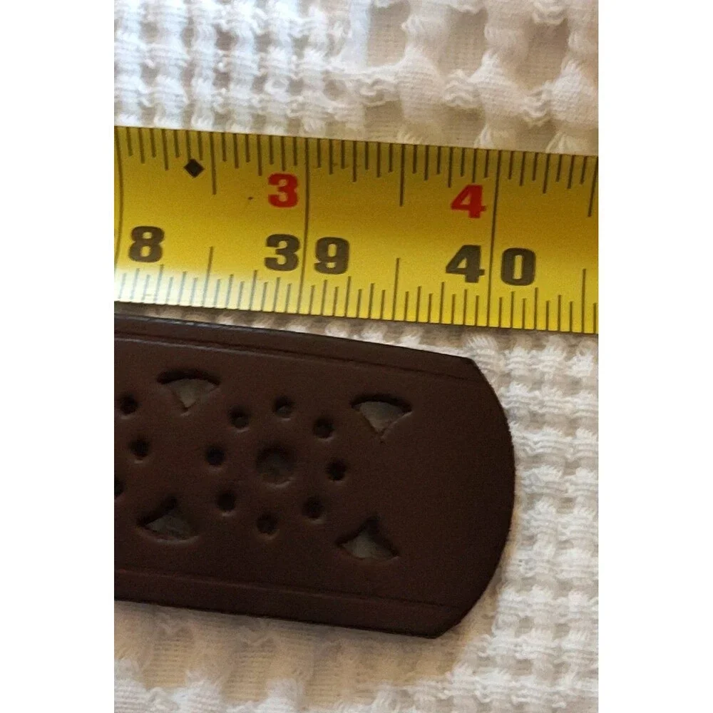 Vintage Leather Belt, Made in USA, Brown Cutout, Western Boho Belt, Womens Med